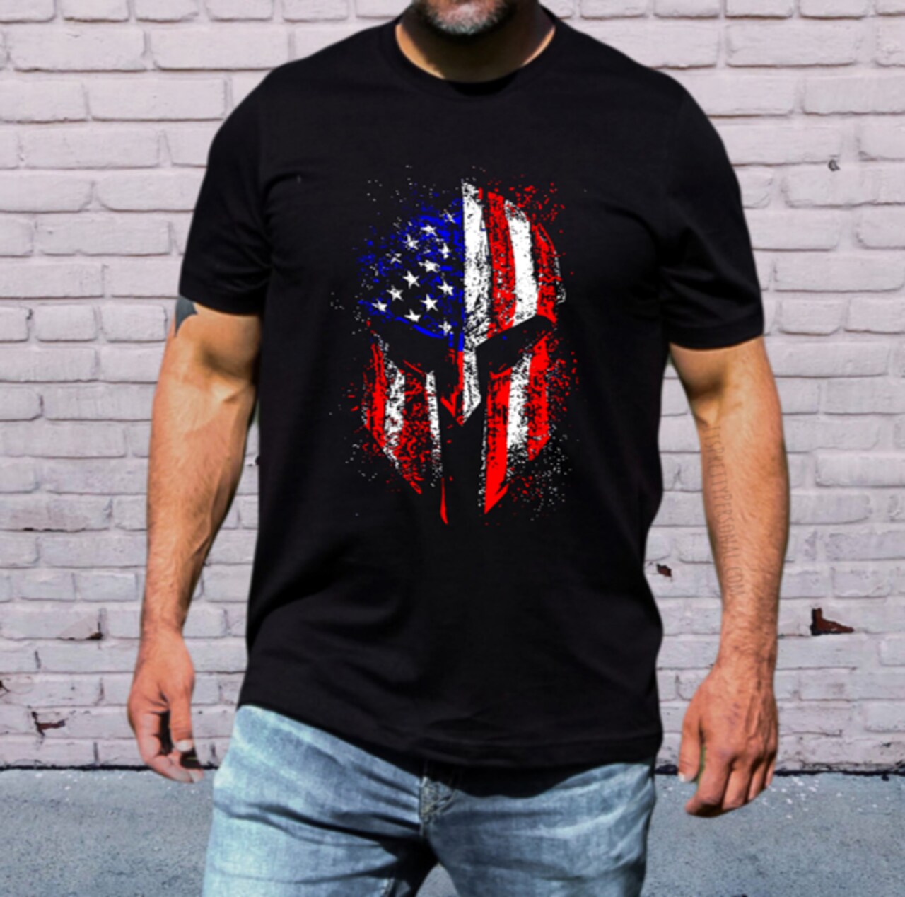 #205 DTF Print- Spartan Flag- Half Tone (FOR BLACK SHIRTS ONLY)